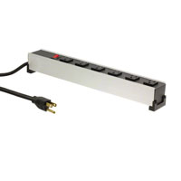 Hammond Manufacturing - 1584T6A1RA - POWER STRIP 17" 15A 6OUT 6'CORD