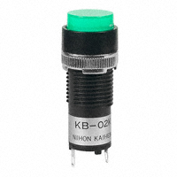 NKK Switches - KB02KW01-6B-FF - SW IND PB RND WHT LED GREEN CAP