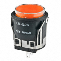 NKK Switches - LB02KW01-5D24-JD - IND PB ILLUM RND LB SER AMB SLD