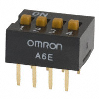 Omron Electronics Inc-EMC Div - A6E-4104-N - SWITCH SLIDE DIP SPST 25MA 24V