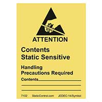 SCS - 7102 - SIGN ESD/STATIC 2.5"X1.88" 500PC