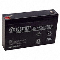 B B Battery - BP7-6-T1 - BATTERY LEAD ACID 6V 7AH