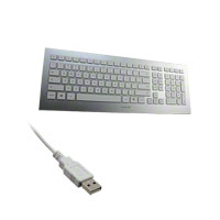 Cherry Americas LLC - JK0300EU - KEYBOARD FULL 104KEY USB SIL/WHT