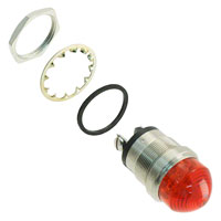 Dialight - 5563503304F - LED PNL MT 1" 12V WT DOME RED