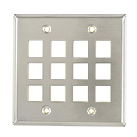 HellermannTyton - FPDG12-SS - FACEPLATE DBL GANG 12PORT SILVER