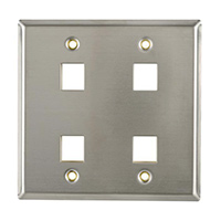 HellermannTyton - FPDGQUAD-SS - FACEPLATE DBL GANG 4PORT SILVER