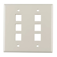 HellermannTyton - FPDGSIX-FW - FACEPLATE DBL GANG 6PORT WHITE