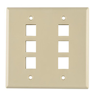 HellermannTyton - FPDGSIX-I - FACEPLATE DBL GANG 6PORT IVORY