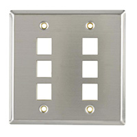 HellermannTyton - FPDGSIX-SS - FACEPLATE DBL GANG 6PORT SILVER