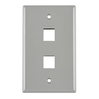 HellermannTyton - FPDUAL-GRY - FACEPLATE SINGLE GANG 2PORT GRAY