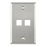 HellermannTyton - FPDUAL-SS - FACEPLATE SNGL GANG 2PORT SILVER