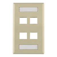 HellermannTyton - FPIHQUAD-I - FACEPLATE SNGL GANG 4PORT IVORY