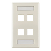 HellermannTyton - FPIQUAD-FW - FACEPLATE SNGL GANG 4PORT WHITE