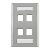 HellermannTyton - FPIQUAD-GRY - FACEPLATE SINGLE GANG 4PORT GRAY