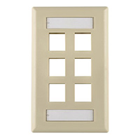 HellermannTyton - FPISIX-I - FACEPLATE SNGL GANG 6PORT IVORY