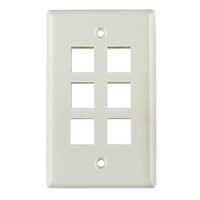 HellermannTyton - FPSIX-FW - FACEPLATE SNGL GANG 6PORT WHITE