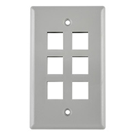 HellermannTyton - FPSIX-GRY - FACEPLATE SINGLE GANG 6PORT GRAY