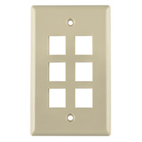 HellermannTyton - FPSIX-I - FACEPLATE SNGL GANG 6PORT IVORY