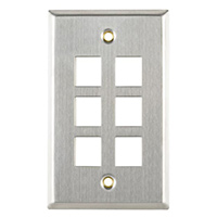 HellermannTyton - FPSIX-SS - FACEPLATE SNGL GANG 6PORT SILVER