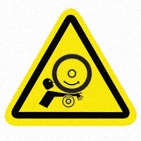 3M (TC) - SAFLBL-2.25TRI-0116-25/PK - SAFETY LABEL - ARM IN ROLLERS -