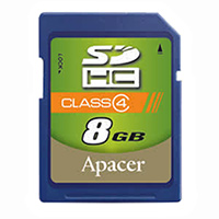 Apacer Memory America - AP8GSDHC4-B - MEMORY CARD SDHC 8GB CLASS 4