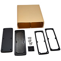 Bud Industries - EXN-23366-GD - BOX ALUM BLK/GLD 8.23"L X 7"W