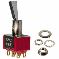 C&K - 7201P3YZBE - SWITCH TOGGLE DPDT 0.4VA 20V