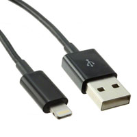 CNC Tech - 104-1030-BL-00100 - LIGHTNING TO USB CABLE BLK 1M