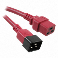 CNC Tech - 800-12-32D-RE-0003F - PWR CORD 20A 250V 12AWG RED 3'